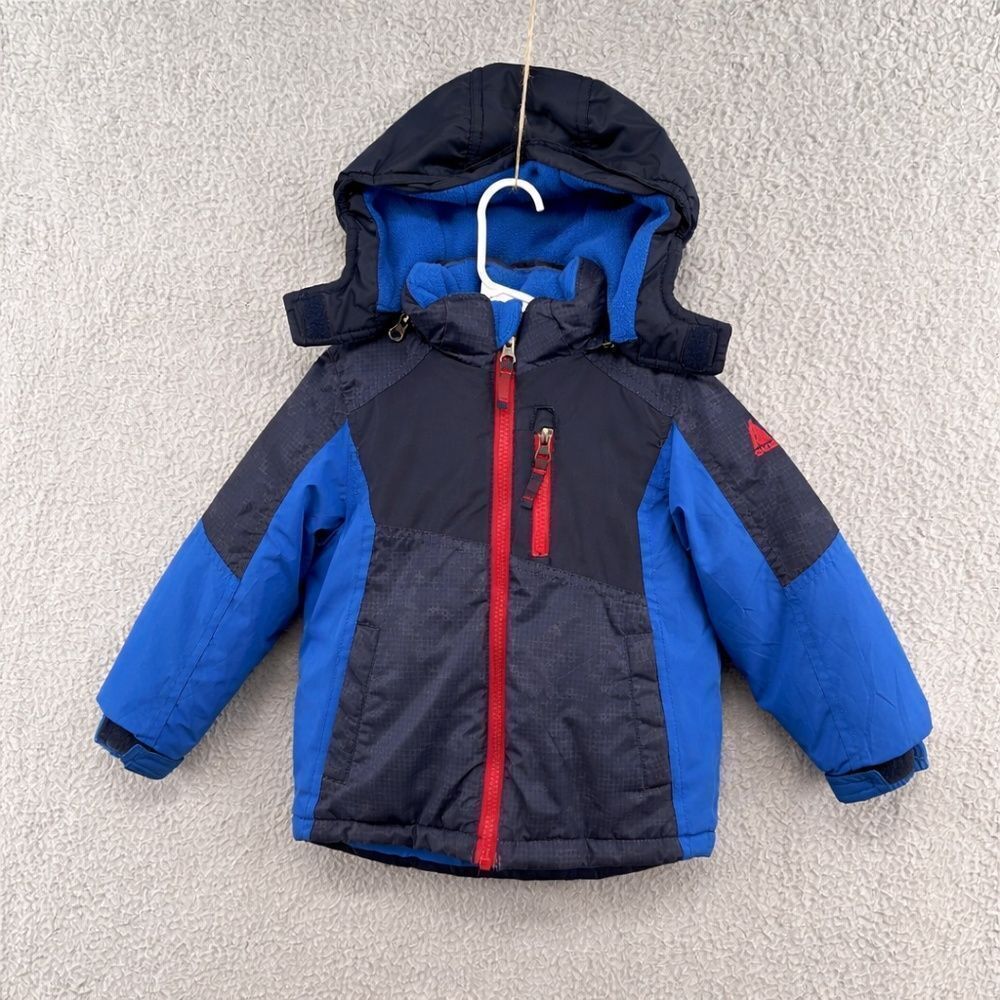Snozu Toddler Boys Winter Jacket Coat Blue Gray Hooded Fleece Lined 3T